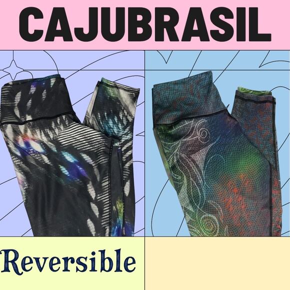 Cajubrasil Reversible Leggings Activewear - Vibrant Print, Size Small/Medium - Picture 1 of 8